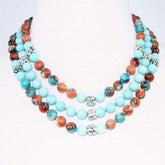 FBT - Three Strands Amazonite Gemstone Beaded Necklace - FashionByTeresa